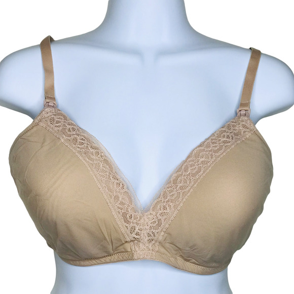 Natori Womens 749091 Wireless Maternity Nursing Bra 32G Beige NWOT - Picture 1 of 8